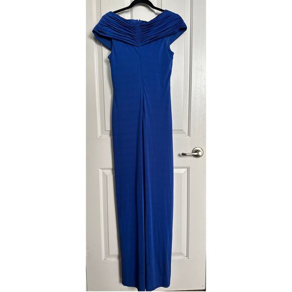Tadashi Collection Blue Gown Formal Dress Ruched Maxi Evening Party - Picture 4 of 7
